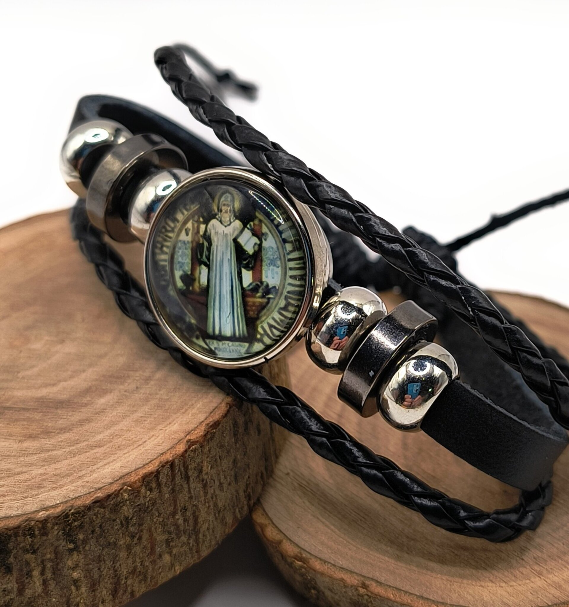 Pulsera cuero negro San Benito - 2