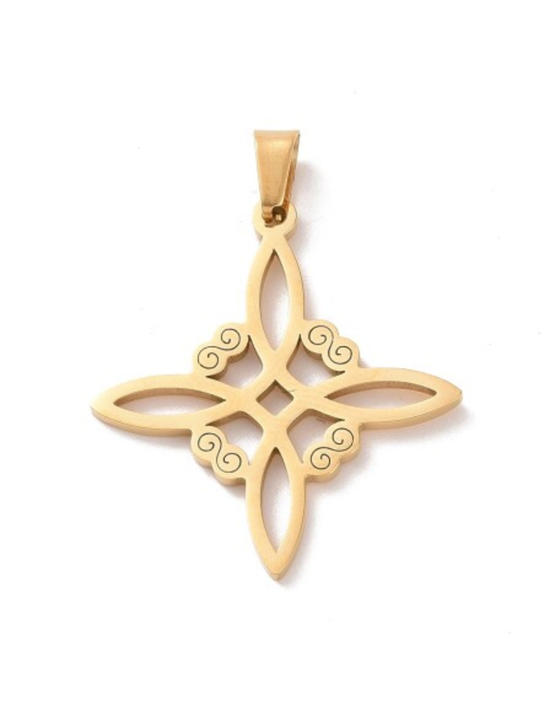 Colgante acero dorado Nudo de Bruja con cadena - 2