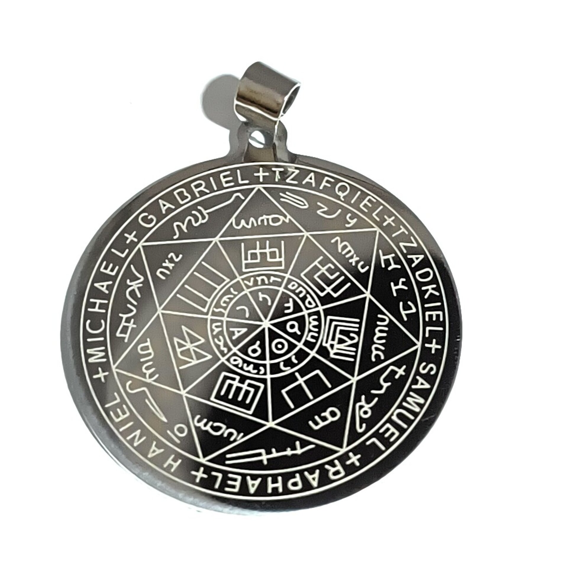 Colgante acero bizantino Tetragramatón con cadena - 2