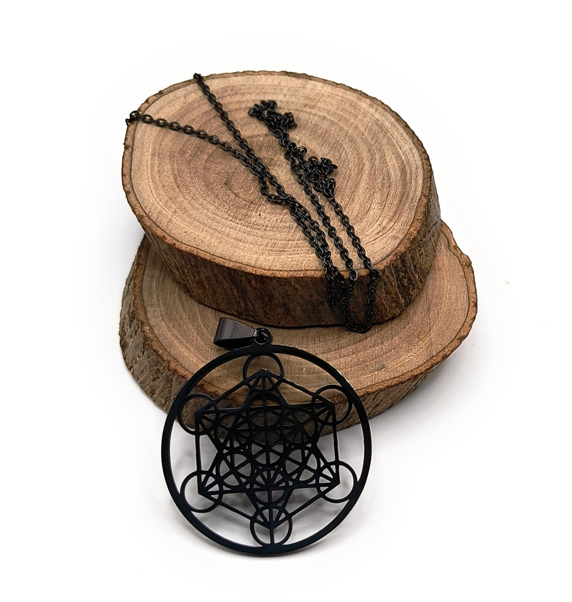 Colgante Cubo Metatrón Acero Negro - 2