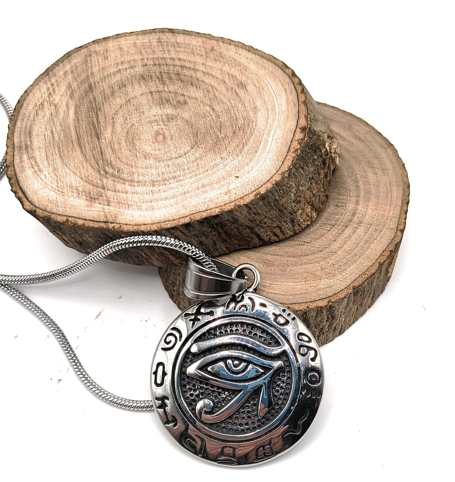 Colgante Ojo de Horus acero bizantino con cadena - 2
