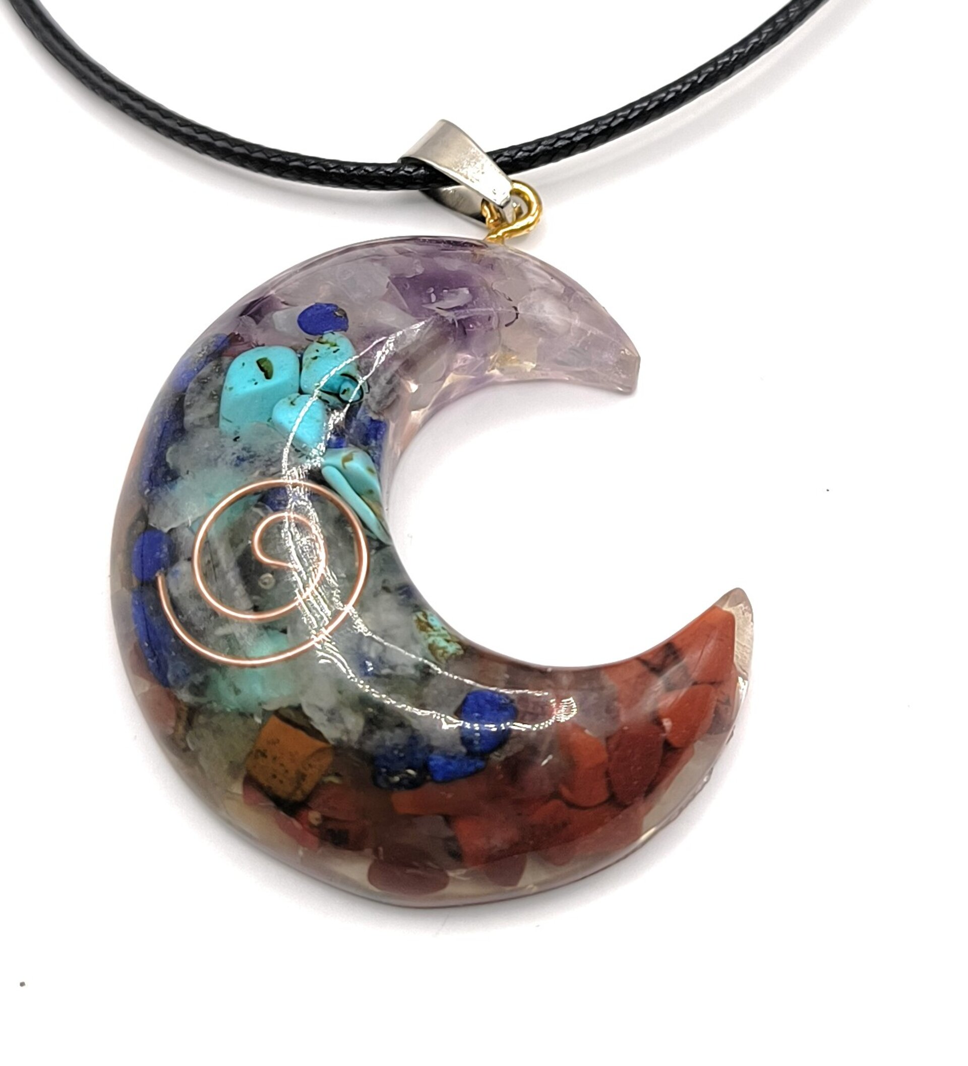 Colgante Media Luna Resina 7 Chakras - 2