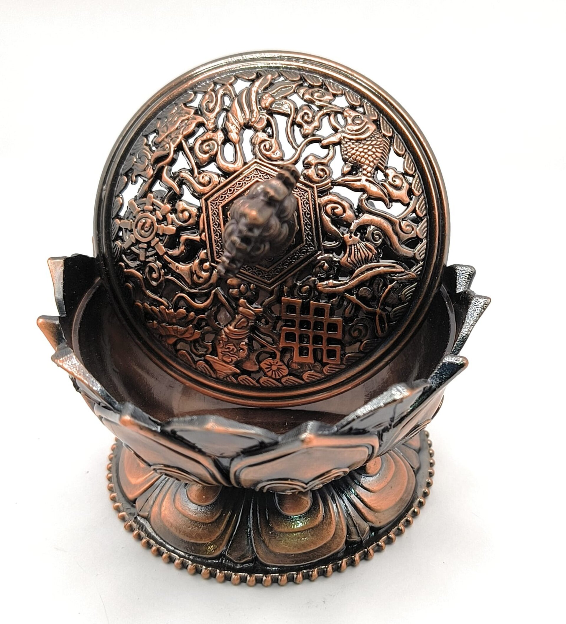 Incensario carboncillo metal color bronce - 2